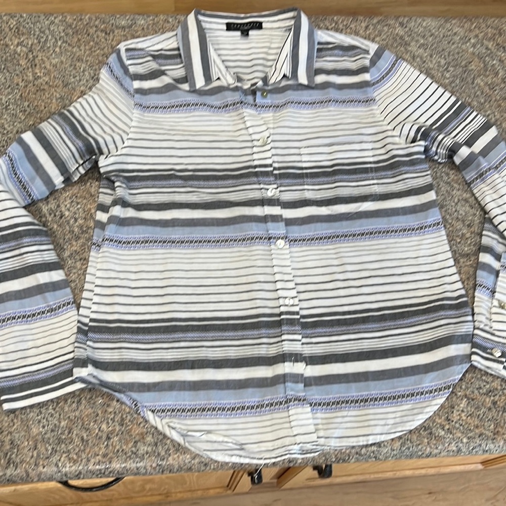Sanctuary Tomboy shirt, with blue Sarape strip size medium